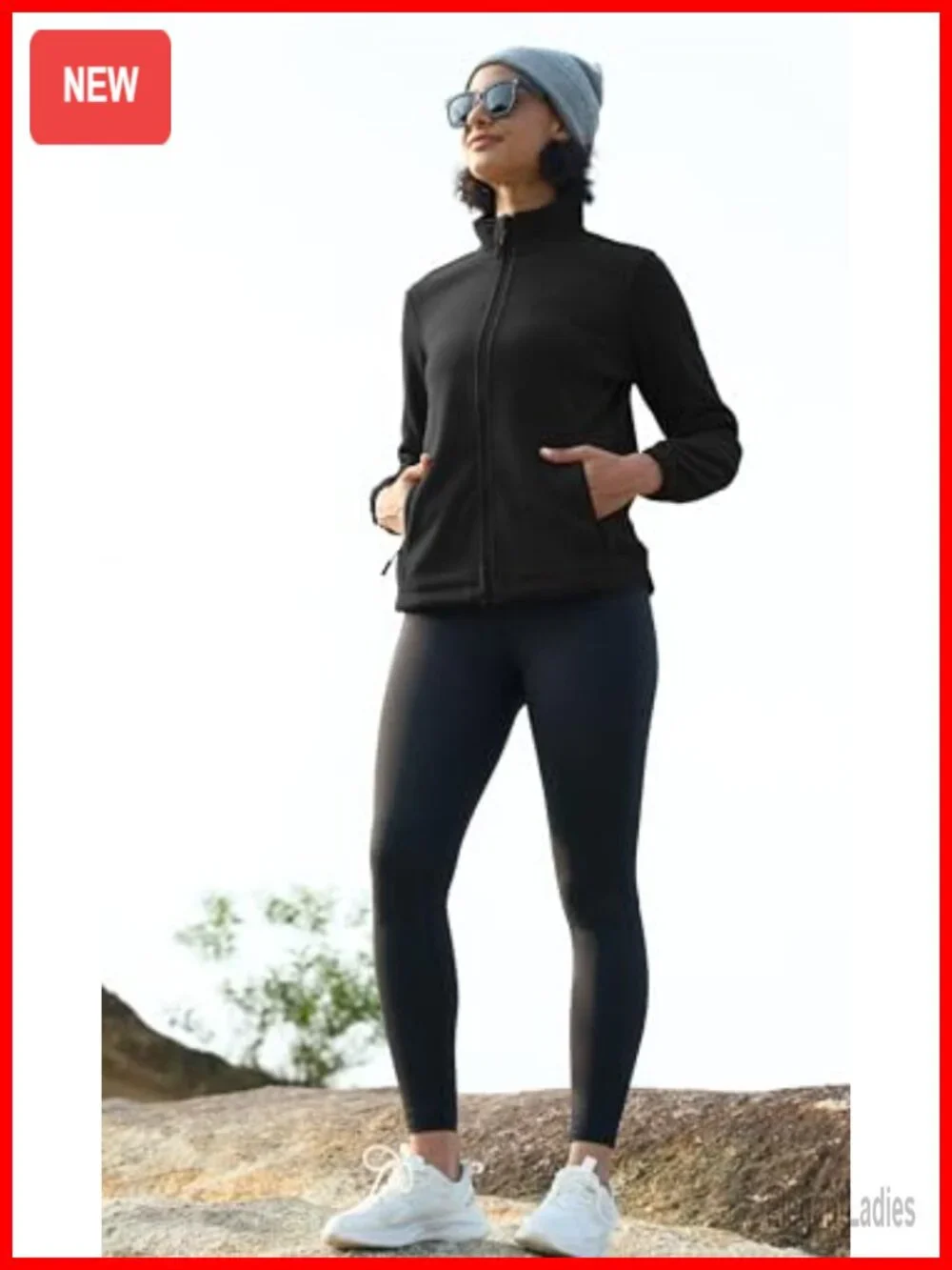 Polyester Fleece Zip Up Jacket with Pockets for Winter Casual